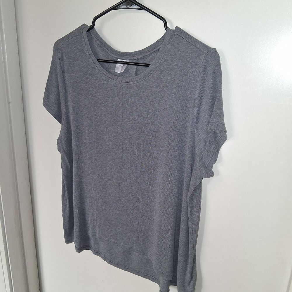 Athleta With Ease Oversized Rib Tee Gray Small High-Low Hem Athleisure Workout - Picture 2 of 11